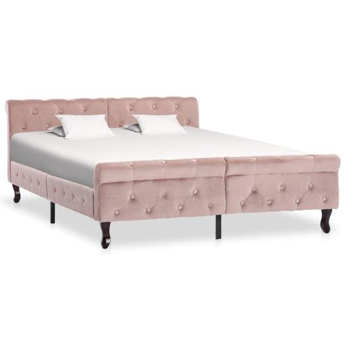 vidaXL Cadre de lit Rose Velours 140x200 cm, Maison & Meubles, Chambre à coucher | Lits, Neuf, Envoi