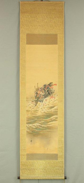 Battle in River Armored Samurai Warriors Riding on Horse -, Antiek en Kunst, Antiek | Overige Antiek