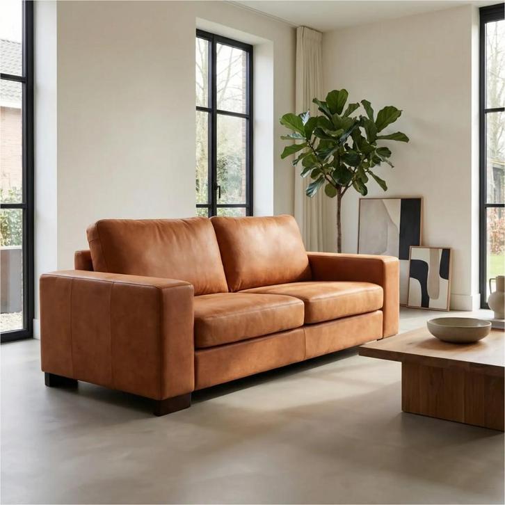 Leren bank Enjoy - 2,5 zits - Kenia Rost (oranje) - Poten, Maison & Meubles, Canapés | Salons, Enlèvement ou Envoi