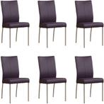 Set van 6 Paarse leren moderne eetkamerstoelen - Toledo Leer, Huis en Inrichting, Stoelen, Nieuw, Vijf, Zes of meer stoelen, Modern