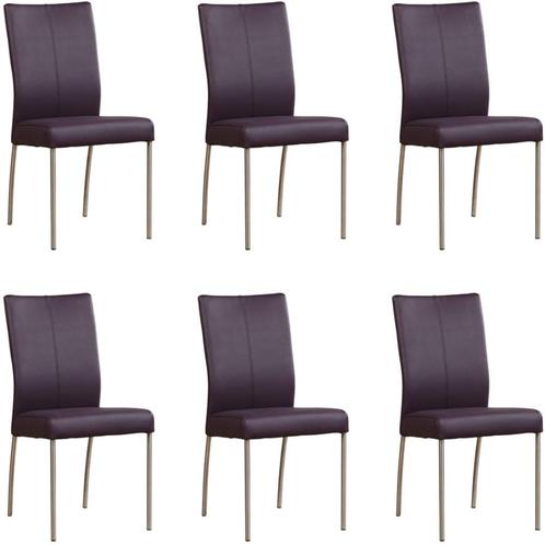 Set van 6 Paarse leren moderne eetkamerstoelen - Toledo Leer, Huis en Inrichting, Stoelen, Nieuw, Vijf, Zes of meer stoelen, Leer