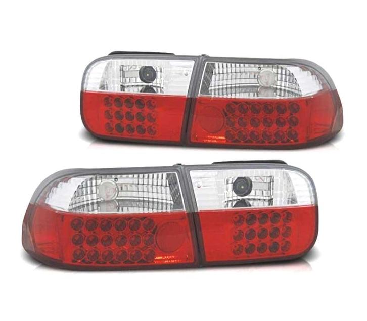 FEUX ARRIÈRE HONDA CIVIC 91-95 LED ROUGE CHROMÉ, Auto-onderdelen, Verlichting, Verzenden