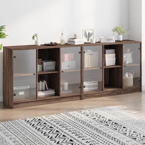 vidaXL Boekenkast met deuren 204x37x75 cm hout bruin, Huis en Inrichting, Kasten | Dressoirs, Nieuw, Verzenden