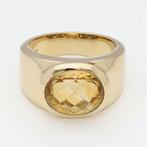 Ring - 14 karaat Geel goud Citrien, Handtassen en Accessoires, Ringen, Nieuw
