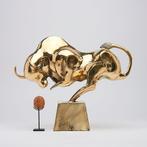 Sculpture, Bronze Sculpture of a Striking Bull - with base -