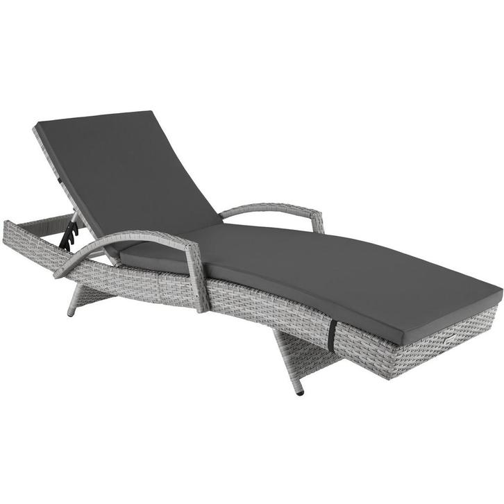 tectake Wicker ligbed Océane met aluminium frame - lichtgrij, Tuin en Terras, Tuinsets en Loungesets, Verzenden