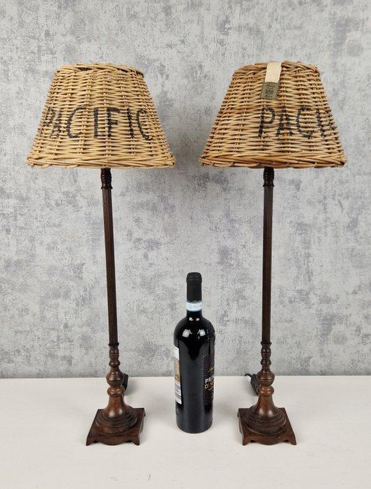Riviera Maison - Lampe de table (2) - Laiton, Rotin -, Antiquités & Art, Curiosités & Brocante