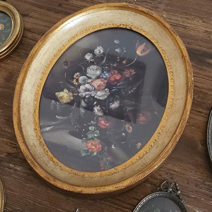 Lijst (8)- floreali - Hout, Legering, Porselein - ovalige, Antiek en Kunst, Curiosa en Brocante