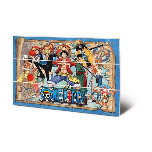 One Piece Straw Hat Pirates Map Print op Hout 20 x 30 cm, Collections, Cinéma & Télévision, Enlèvement ou Envoi