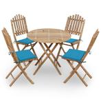 vidaXL 5-delige Tuinset inklapbaar met kussens bamboe, Tuin en Terras, Verzenden, Nieuw, Tuinset