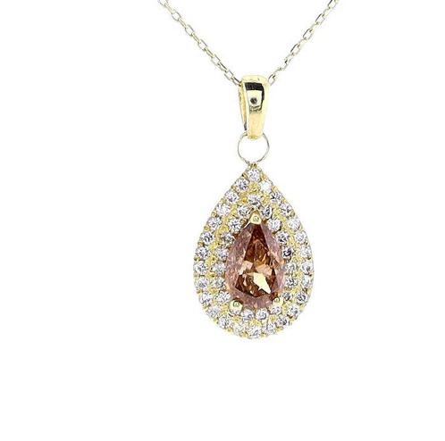 Collier - 14 carats Or jaune -  1.52ct. tw. Diamant (Couleur, Handtassen en Accessoires, Kettingen