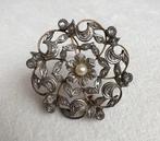 Broche - 18 carats Argent, Or jaune Diamant (Naturelle) -, Handtassen en Accessoires, Antieke sieraden