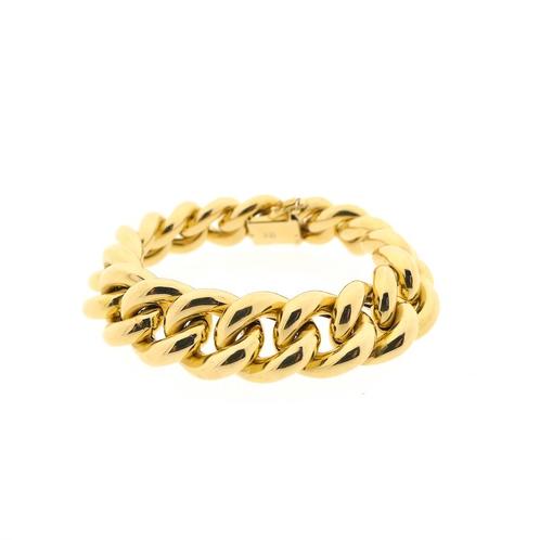 Massief gouden gourmetschakel armband; 20 cm | Binder, Bijoux, Sacs & Beauté, Bracelets, Enlèvement ou Envoi