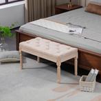 Bank - Vintage Zitbank - Gewatteerd - Decoratief - Beige, Ophalen of Verzenden, Nieuw, Stof, Modern