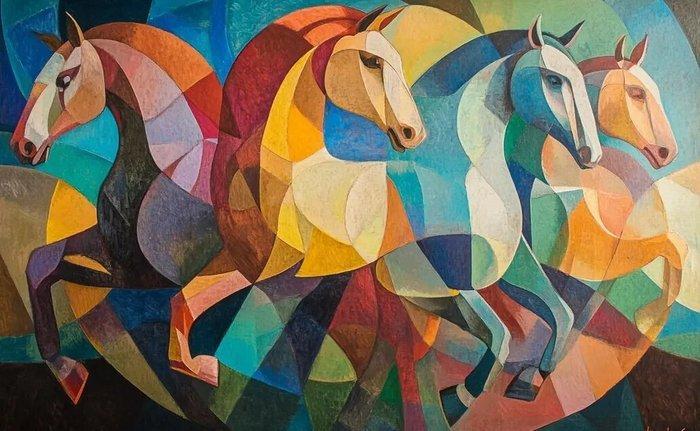 I_KONIQ - Cubical Horses, Antiek en Kunst, Curiosa en Brocante