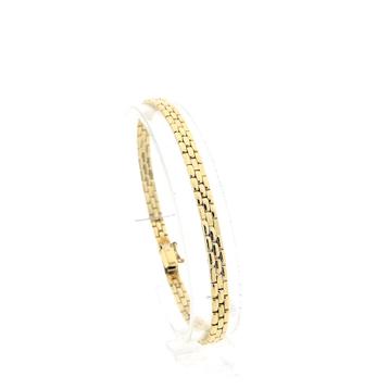 Gouden fantasie schakel armband | 19 cm (gouden armband) beschikbaar voor biedingen