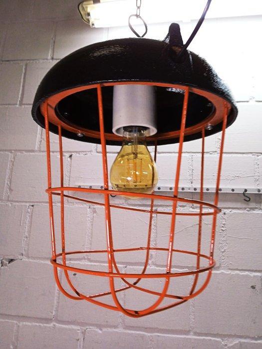 Lampe à suspendre - Vintage Factory Lamp - Fer, Acier,, Antiek en Kunst, Antiek | Wandborden en Tegels