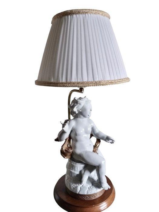 Tafellamp - Messing, Porselein, Hout - Anjel alado - 40 cm, Maison & Meubles, Maison & Meubles | Autre