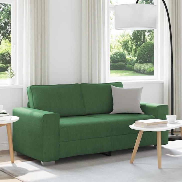 vidaXL Loveseat Sofa Donkergroen 140 cm Corduroy Stof, Huis en Inrichting, Zetels | Zetels, Nieuw, Verzenden