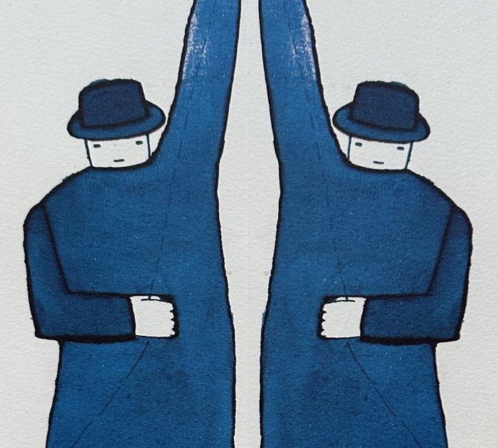 Jean-Michel Folon (1934-2005) - Homme et son double, Antiquités & Art, Antiquités | Autres Antiquités