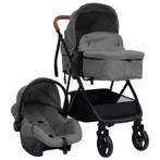 vidaXL Kinderwagen 3-in-1 staal lichtgrijs en zwart, Kinderen en Baby's, Kinderwagens en Combinaties, Verzenden, Nieuw