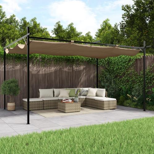 vidaXL Pergola met uitschuifbaar dak 395x292x230 taupe, Tuin en Terras, Partytenten, Nieuw, Verzenden