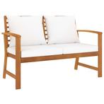 vidaXL Tuinbank 120 cm en crèmekleurig kussen acaciahout, Verzenden, Nieuw