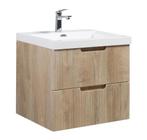 Badkamermeubel Set Thermis 60cm Licht Eiken Badmeubel, Huis en Inrichting, Badkamer | Badkamermeubels, Verzenden, Nieuw