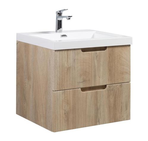 Badkamermeubel Set Thermis 60cm Licht Eiken Badmeubel, Huis en Inrichting, Badkamer | Badkamermeubels, Nieuw, Verzenden
