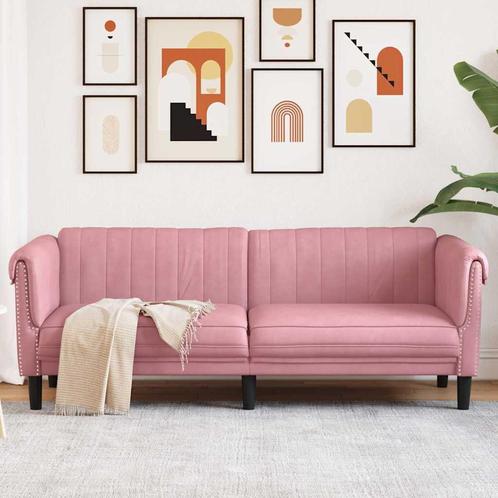 vidaXL Driezitsbank fluweel roze, Huis en Inrichting, Zetels | Zetels, Nieuw, Verzenden