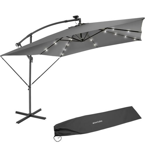 tectake Parasol Sunna LED-zonneenergie met zwengel 2,5 x 2,5, Tuin en Terras, Zonneschermen, Verzenden
