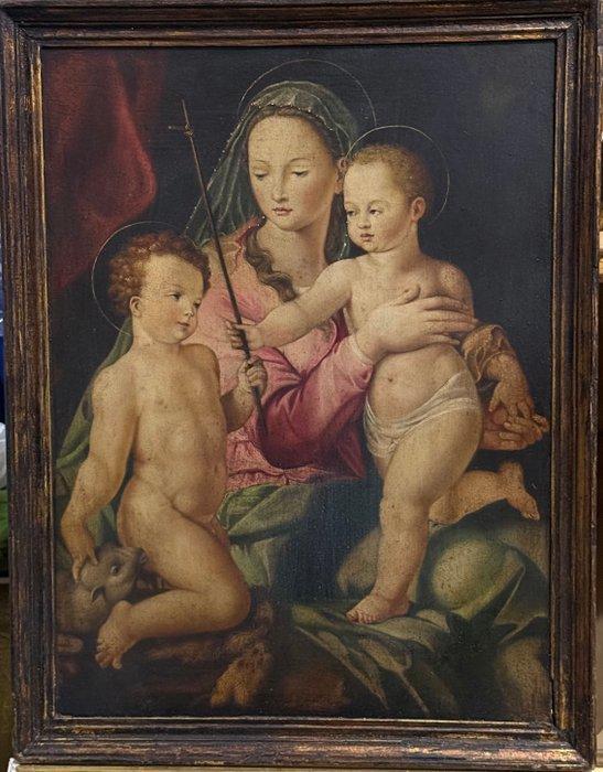 École européenne (XIX) - Madonna con bambino e San, Antiek en Kunst, Kunst | Schilderijen | Klassiek