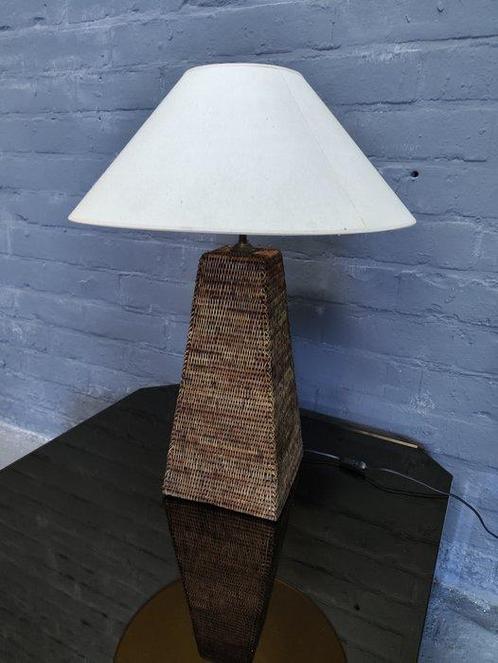 Lampe de table - Grande lampe en osier - Bois, Antiek en Kunst, Kunst | Designobjecten