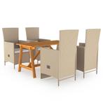 vidaXL Ensemble à manger de jardin 5 pcs Beige, Verzenden, Neuf