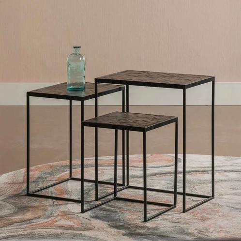 Salontafel Mangohout S Carlin Set Van 3, Huis en Inrichting, Tafels | Salontafels, Minder dan 50 cm, Minder dan 50 cm, Overige vormen