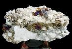 Iriserende pyriet en calciet op dolomietconcresie - Trepca, Verzamelen, Mineralen en Fossielen