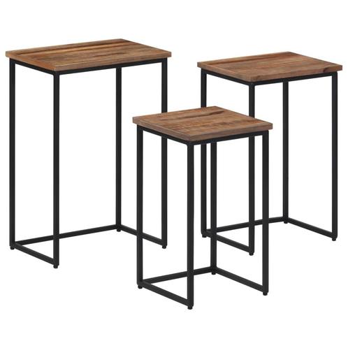 vidaXL Tafeltjesset 3 st massief teakhout, Huis en Inrichting, Tafels | Salontafels, Nieuw, Verzenden