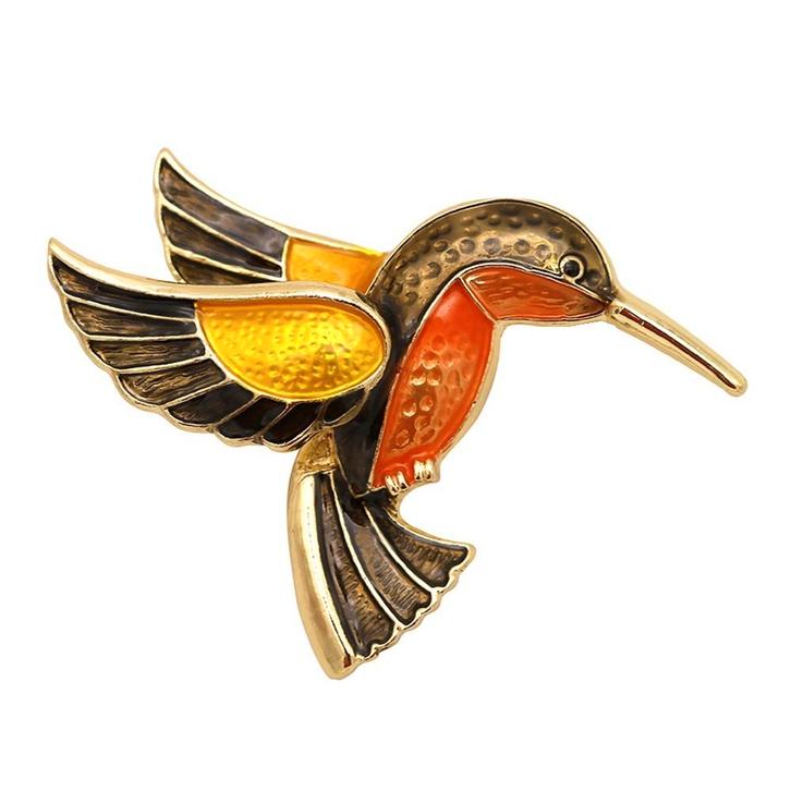 Fako Bijoux - Broche - Vogel - IJsvogel - 51x37mm, Handtassen en Accessoires, Broches, Verzenden