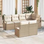 vidaXL Tuinbank Set 7 pcs Beige Poly rattan, Verzenden, Nieuw