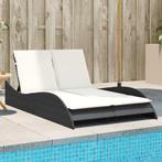 vidaXL Chaise longue avec coussins noir 114x205x73 cm, Jardin & Terrasse, Chaises longues, Verzenden, Neuf