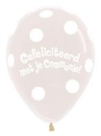 Ballonnen Communie Polka Dots Clear 30cm 25st, Verzenden