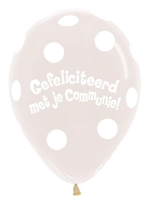 Ballonnen Communie Polka Dots Clear 30cm 25st, Hobby en Vrije tijd, Feestartikelen, Nieuw, Verzenden