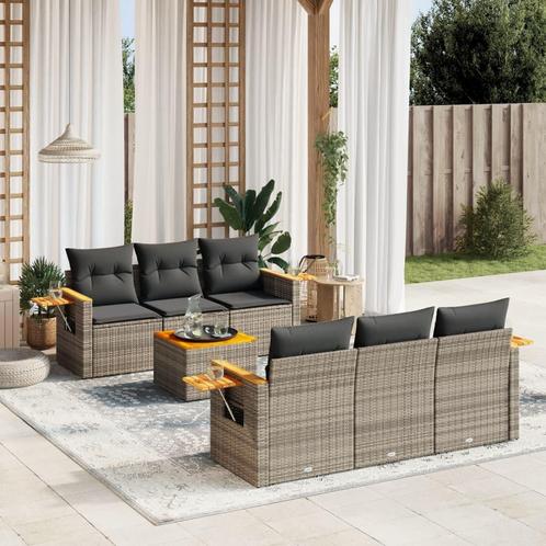 vidaXL Salon de jardin avec coussins 7 pcs gris résine, Jardin & Terrasse, Ensembles de jardin, Salons de jardin, Neuf, Envoi