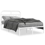 vidaXL Cadre de lit métal avec tête de lit blanc 120x200, Verzenden