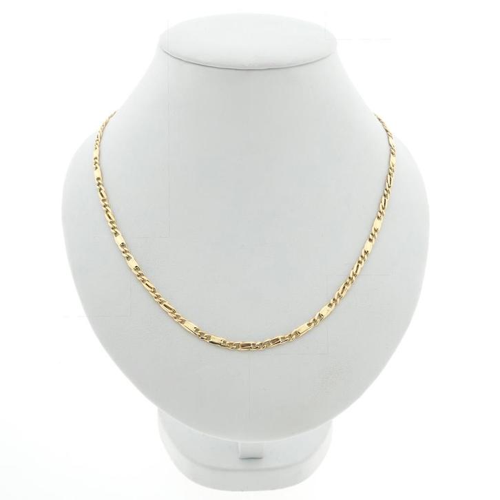 Gouden fantasie/figaro schakel ketting | 51,5 cm, Handtassen en Accessoires, Kettingen, Overige kleuren, Gebruikt, Goud, Ophalen of Verzenden