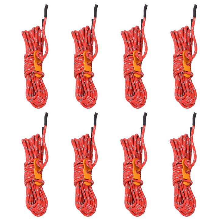vidaXL Tentscheerlijnen met spanners 8 st reflecterend 4 m 4, Caravans en Kamperen, Tentaccessoires, Nieuw, Verzenden