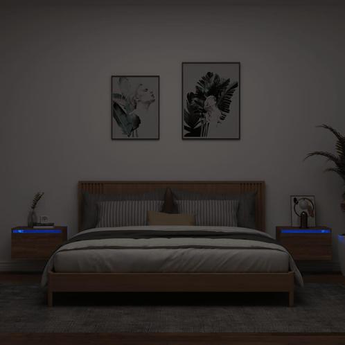 vidaXL Nachtkastjes met LEDs 2 st wandgemonteerd, Huis en Inrichting, Slaapkamer | Nachtkastjes, Nieuw, Verzenden