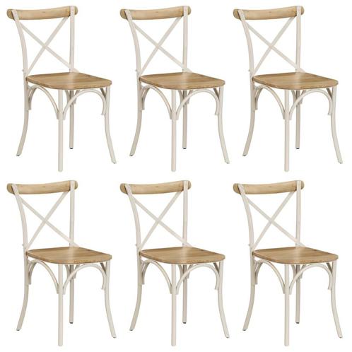 vidaXL Kruisstoelen 6 st massief mangohout wit, Huis en Inrichting, Stoelen, Nieuw, Verzenden