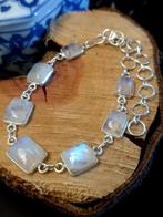 Zilver, Rainbow Moonstone - Schakelarmband