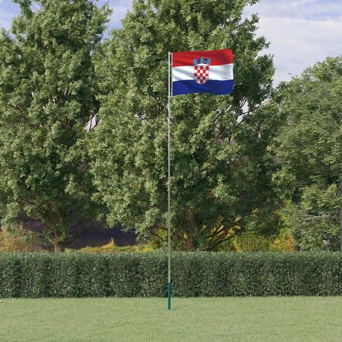 vidaXL Vlag met vlaggenmast Kroatië 5,55 m aluminium, Diversen, Vlaggen en Wimpels, Nieuw, Verzenden